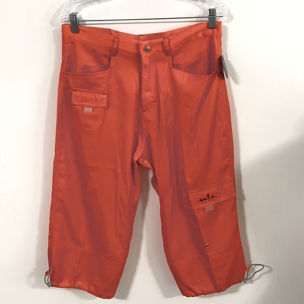 Campmor Isle Girl Orange Nylon Surf Capris pants Size 11 NWT many pockets